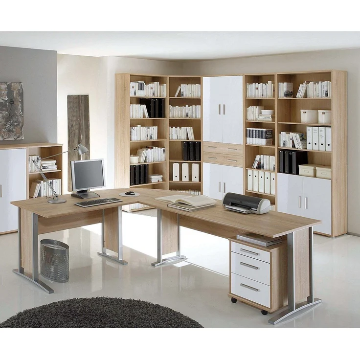 moebel-dich-auf Aktenschrank OFFICE LINE (220, Büromöbel-Set Arbeitszimmer Büro) in Eiche Sonoma / weiß – Bild 5