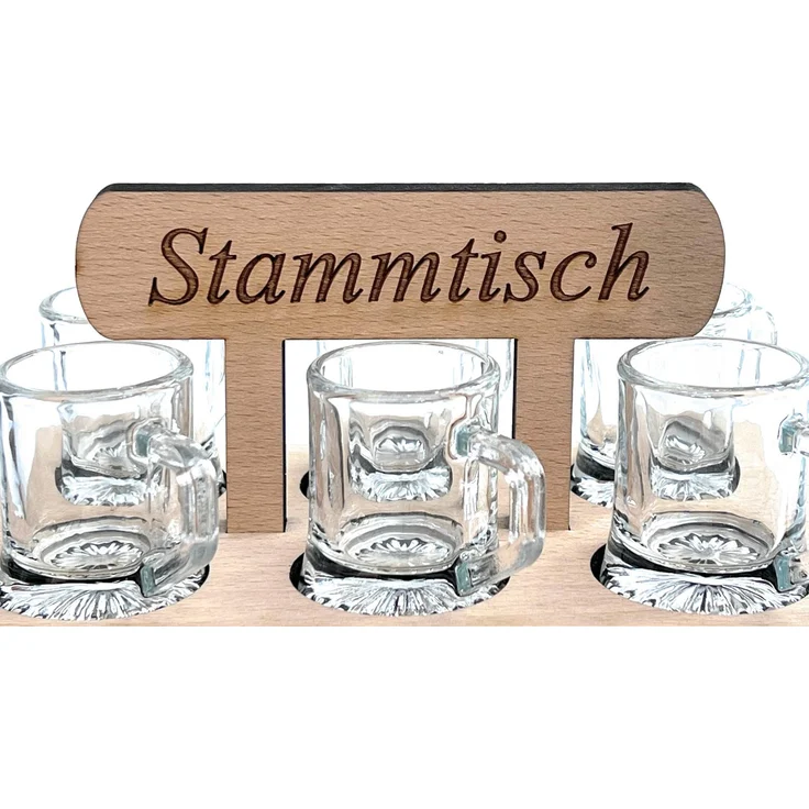 Schnapsbrett 20cm mit Gravur Stammtisch mit 6 Gläser Schnapslatte Schnapsleiste Schnapsrunde Serviertablett – Bild 3