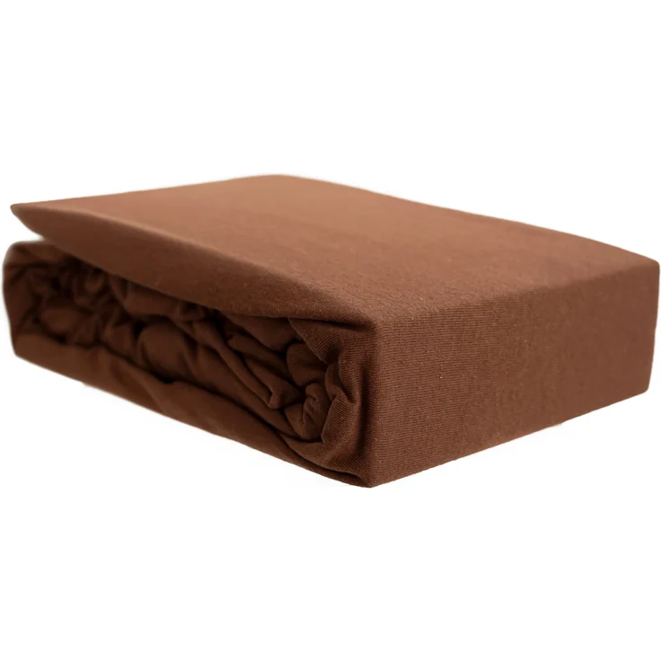 Jersey Spannbettlaken, 100% Baumwolle, 90-100x200 cm + 25 cm Rundumgummizug Braun – Bild 1
