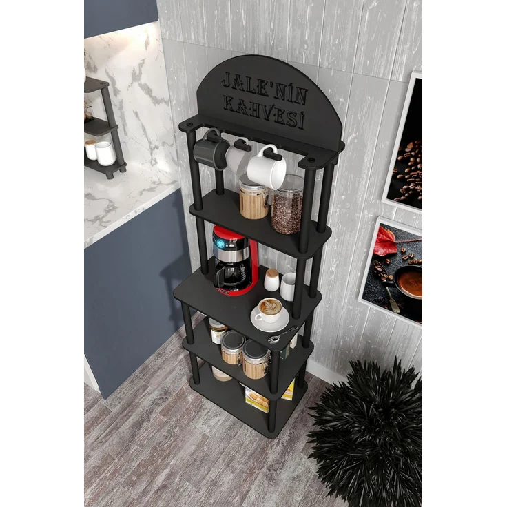 Skye Decor 'Lungo - Black' Kaffeestation, Schwarz, 50 x 140 x 30 cm – Bild 9
