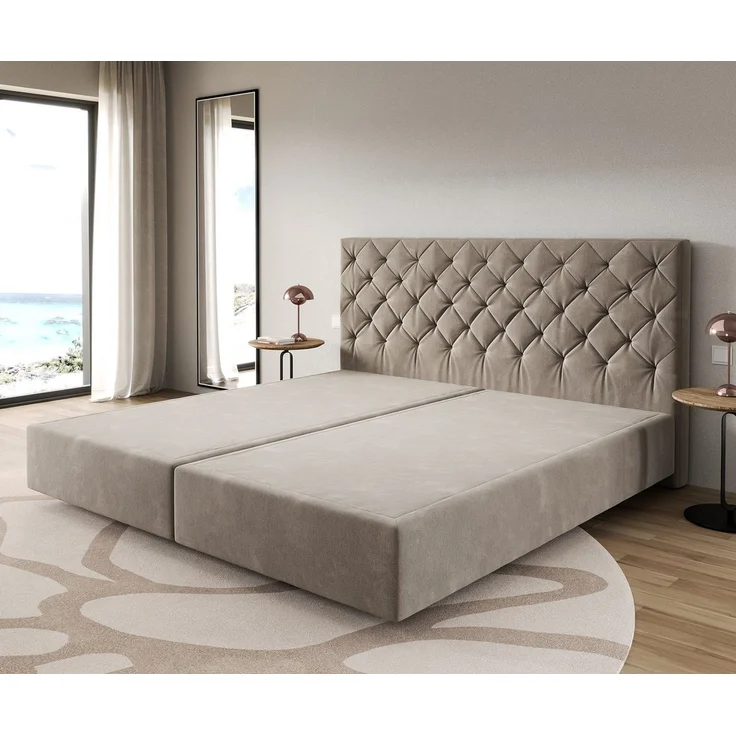 Boxspringgestell Dream-Great Mikrofaser Beige 200x200 cm – Bild 1