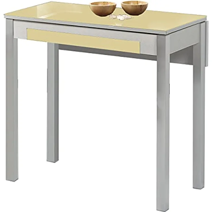 ASTIMESA Küchentisch, Metall, beige, 80 x 40 cm, ausziehbar 80 x 60 cm