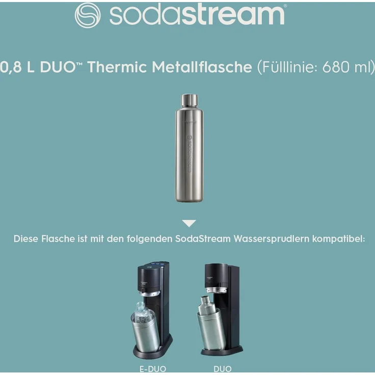 Sodastream Metallflasche DUO Thermic 0,8L, 1er-Pack Isolierflasche Thermoflasche Trinkflasche – Bild 6