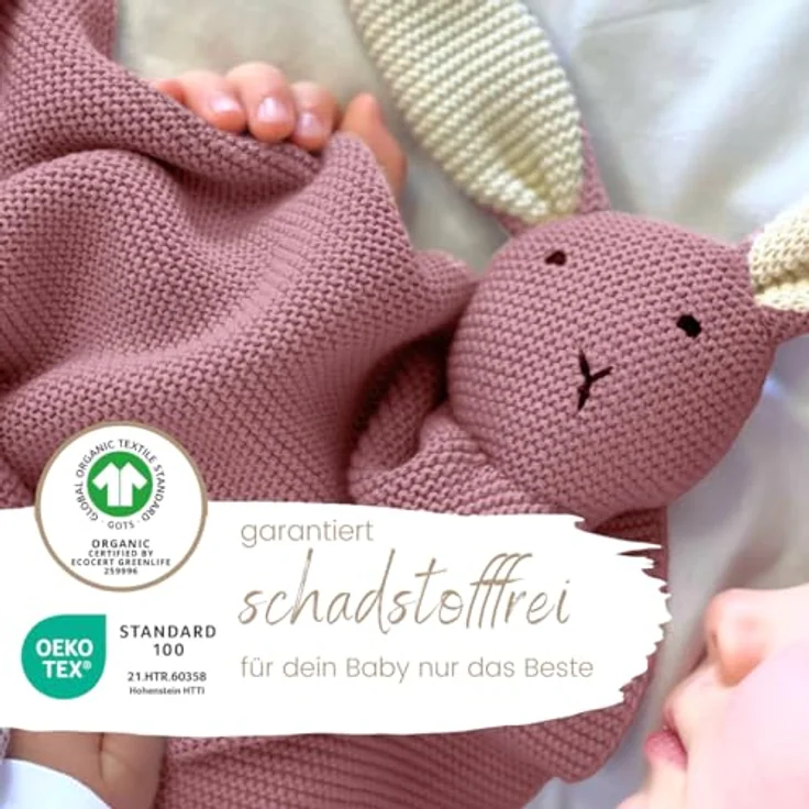 Babydecke DIKOS® Babydecke SCHMUSE-HASE Baby Geschenk Mädchen Junge Geschenkset, DIKOS, Geschenk zur Geburt, PREMIUM Qualität, 100 % BIO Baumwolle, nachhaltig – Bild 4
