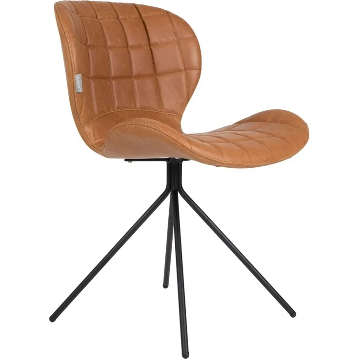 Zuiver Esszimmerstuhl OMG im 2er-Set, brauner Stoffbezug mit schwarzem Eisengestell, Wohnzimmer