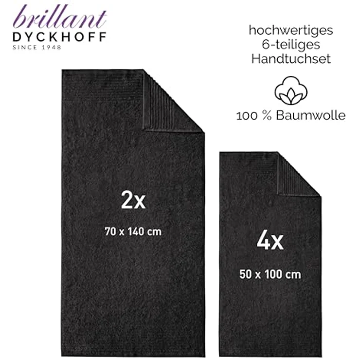 Dyckhoff Handtuch Set Brillant, Walkfrottee (Set, 6-St), mit Streifenbordüre,4 Handtücher (50x100cm), 2 Duschtücher (70x140cm) – Bild 5
