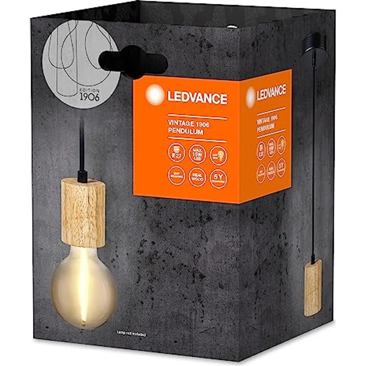 LEDVANCE Vintage 1906 Cylinder Hängeleuchte, Holz, stilvolle Pendelleuchte im Retro-Design – Bild 5