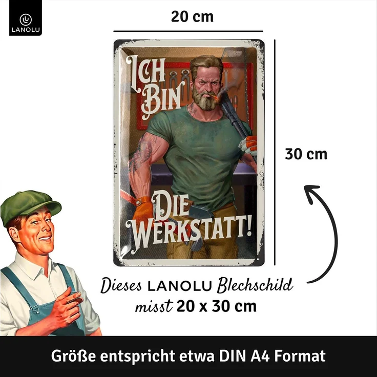 LANOLU Blechschild Ich bin die Werkstatt - 20x30cm – Metall – Mehrfarbig – 20169 – Bild 5