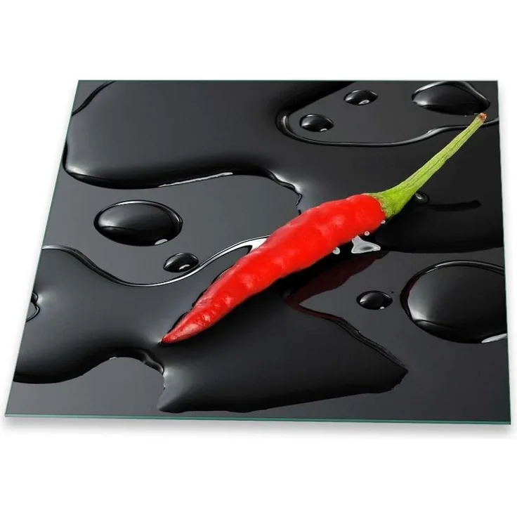 Herdabdeckplatte Abdeckung Ceranfeld Abdeckplatte Schneidebrett 1-Teilig 60x52 Chili Rot Spritzschutz Glasplatte Ceranfeldabdeckung Schutz für Kochplatten Herdschutz Sicherheitsglas Glasschneidebrett