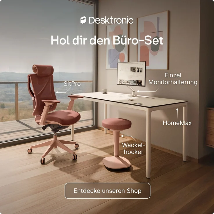Ergonomischer Balancehocker Desktronic – Höhenverstellbarer Stehhocker für Homeoffice & Stehschreibtisch, Aktivsitz-Hocker mit Wippfunktion, rutschfester Standfuß – Rosa – Bild 9