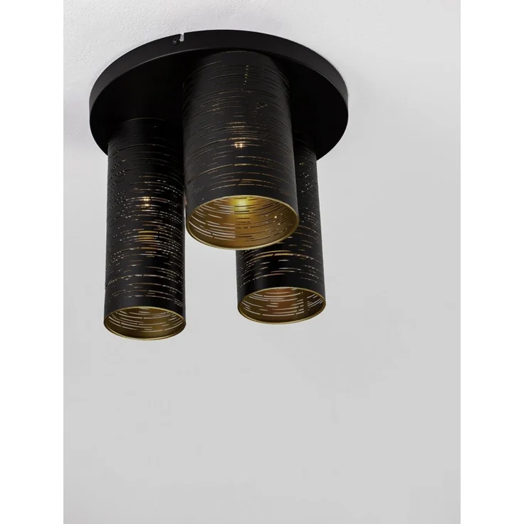Nova Luce 9555811 ZANE Deckenleuchte 3-flammig Schwarz Gold E14 – Bild 2