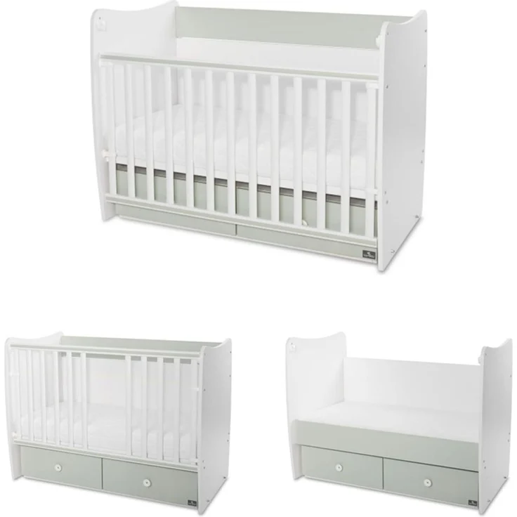 Lorelli Babybett MATRIX NEW Kinderbett 120 x 60 cm, 2 Ebenen, 2 Schubladen grün – Bild 3