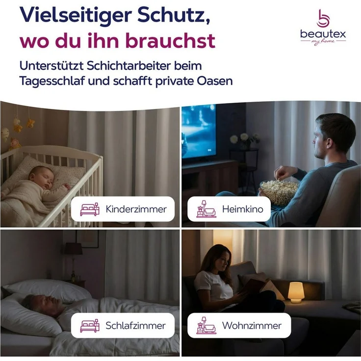 Beautex Verdunkelungsvorhang Verdunkelungsgardine Kräuselband Vorhang blickdicht abdunkelnd, Kräuselband (1 St), verdunkelnd – Bild 3