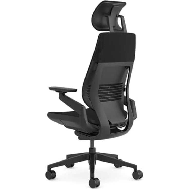 Steelcase Gesture Ergonomischer, höhenverstellbarer Büro- und Gaming-Stuhl mit verstellbarer Lordosenstütze und Armlehnen, atmungsaktiver 3D-Microknit-Rückenlehne in Schwarz, bequemer Bezug in Onyx – Bild 4