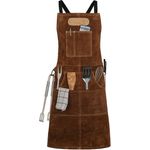 BLACK FOREST FOX Grillschürze ROUGH Büffel Rau Wild Leder Arbeitsschürze, Grillschürze BBQ Kochschür, Hellbraun