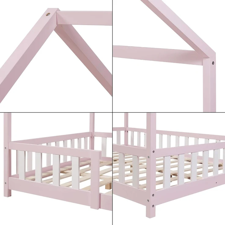 Kinderbett Sisimiut mit Matratze 120x200 cm Rosa / Weiß [en. casa] – Bild 7