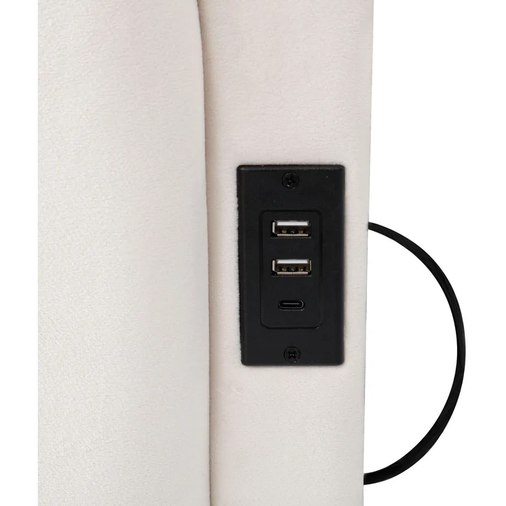 Polsterbett mit Aufbewahrung, Taschen, Lattenrost, USB und Type-C, 90x200 cm, Einzelbett mit gepolstertem Kopfteil, Samt – Bild 9