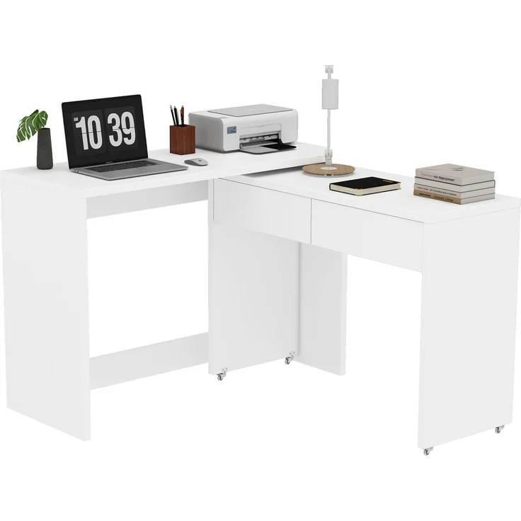 Regalschreibtisch + Kommode-2-in-1 Kompaktschreibtisch, ausziehbar,der gesamte Tisch ist aus 1,8 cm starkem Holz gefertigt, mit Rollen ausgestattet, flexibel kombinierbar,Faltbarer Schreibtisch – Bild 10