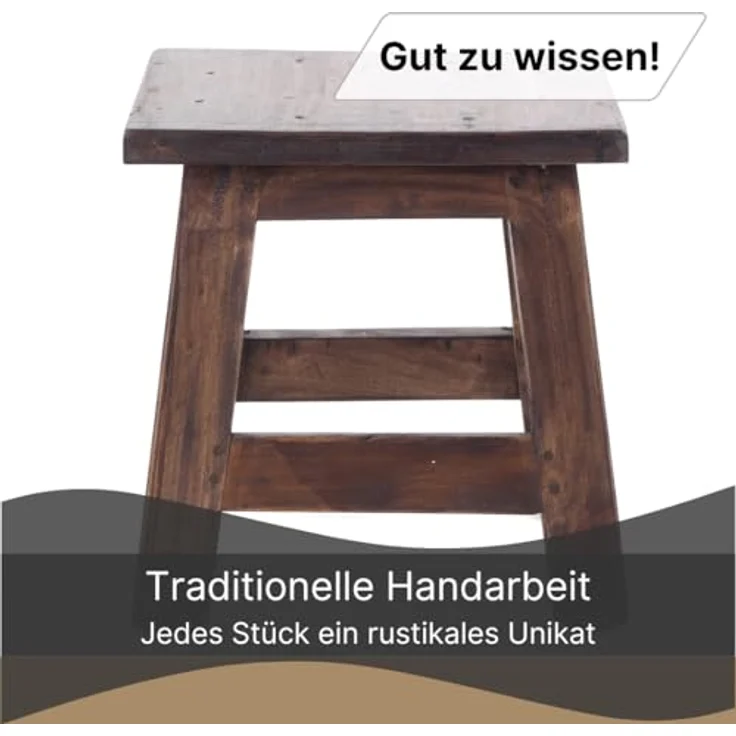 DESIGN DELIGHTS Hocker Fusshocker PALO, 27x26cm (HxB), rustikaler Holzhocker Massivhocker – Bild 6