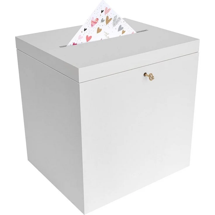 Creative Deco Dekokiste Kartenbox Hochzeit 29x25x30 cm Geschenkkarten Box Geldbox Briefbox, mit Deckel, Schloss und Schlüssel – Bild 5
