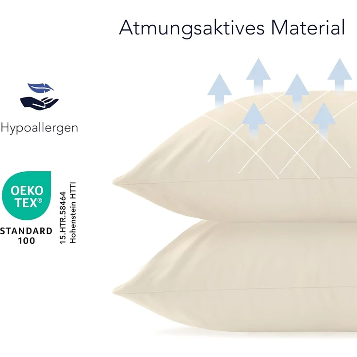 Dreamzie Kissenbezug 30x30 (Set mit 2) - 100% Jersey Baumwolle 150 g/qm Kissenbezüge -Beige - Für Kissen 30x30 cm - Kissenhülle - Kissenbezug - Resistent und Hypoallergen – Bild 3