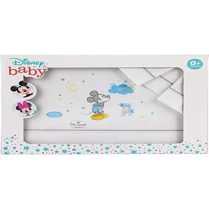 Interbaby MK003-18 Disney Baby-Krippe Laken Mickey Mouse Weiss/Grau, grau, 220 g
