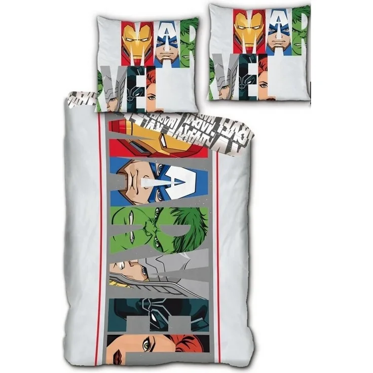 MARVEL Bettwäsche Marvel Avengers Bettwäsche Set, Mikrofaser, Deckenbezug 135-140x200cm - Kissenbezug - 63x63 cm