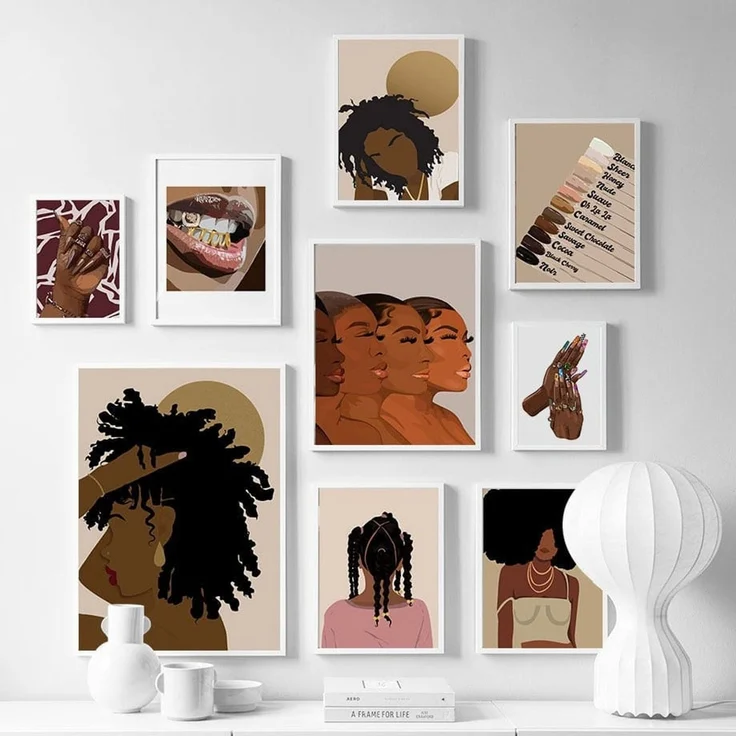 Poster Hip Hop Schmuck Mode | Schwarz Mädchen · Bilder Wohnzimmer | Wandbilder Schlafzimmer | Deko Print ohne Rahmen | Bilder Kunstdruck - A / 60 x 90 cm – Bild 1