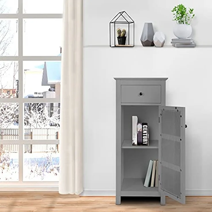 Teamson Home Badezimmer Connor Freistehender Schrank Grau EHF-579G – Bild 4