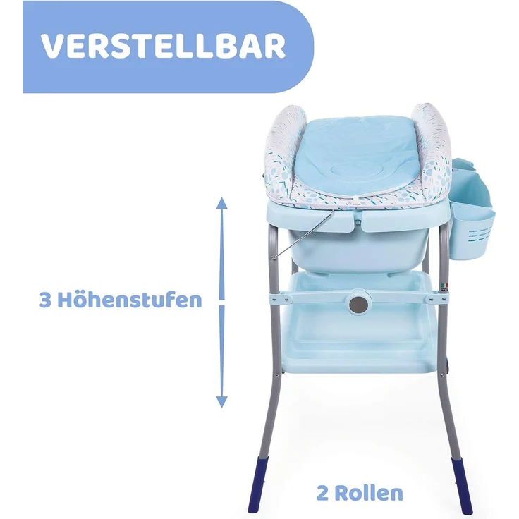 Chicco Cuddle und Bubble Ergonomische Baby-Wickelwanne mit Matratze und weicher Wickelauflage, höhenverstellbar, kompakt schließbar, max. 11 kg, Blau – Bild 5