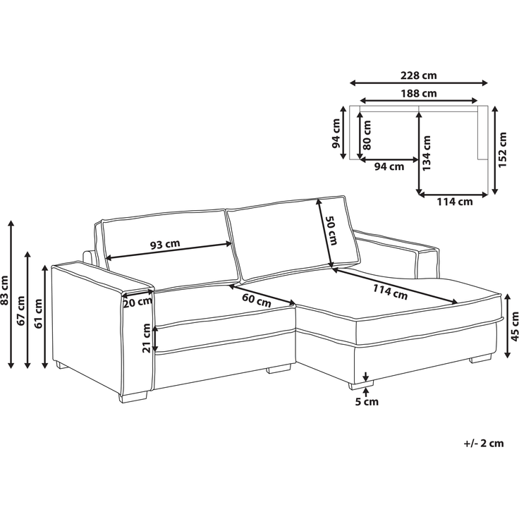 Ecksofa KOLDING Stoff Taupe linksseitig – Bild 2