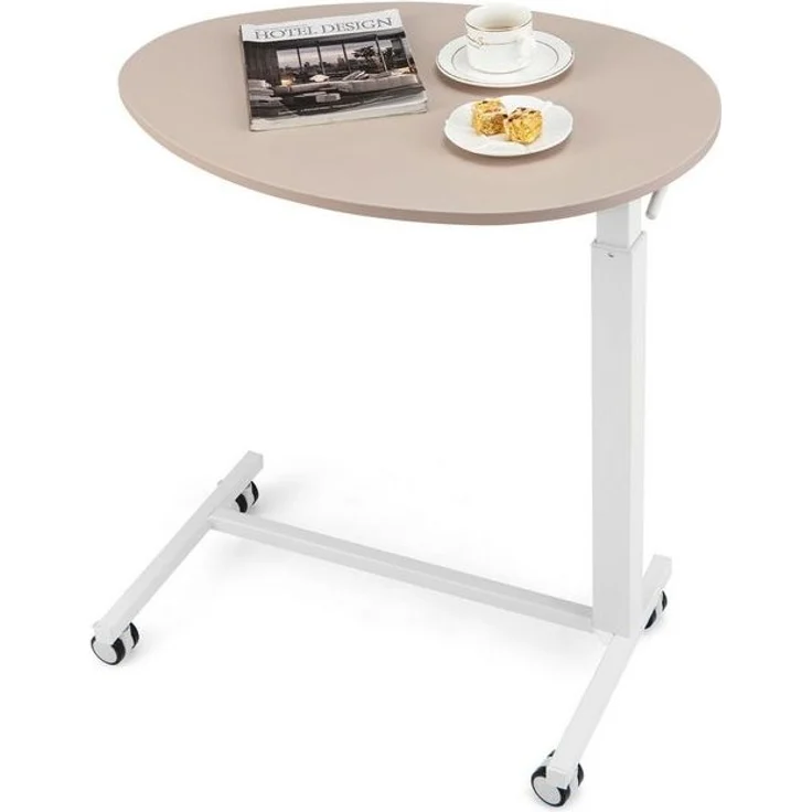 COSTWAY Beistelltisch, höhenverstellbar 74–108cm, Laptoptisch mit Rollen Rosa – Bild 4