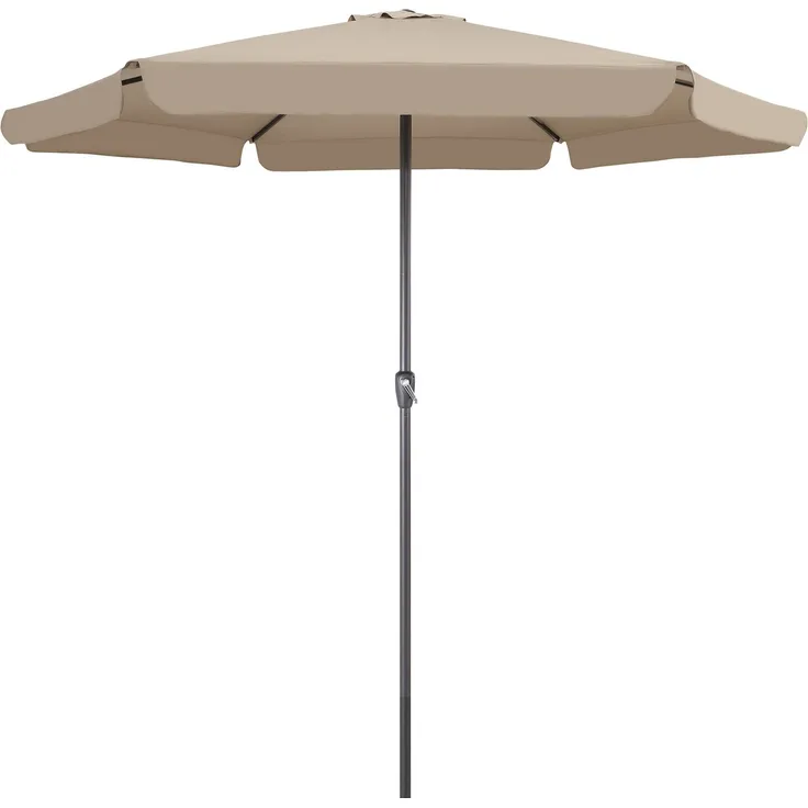 Kingsleeve Sonnenschirm mit Kurbel, UV Schutz 30+, Alu Mast / Polyester taupe, Ø 330 cm