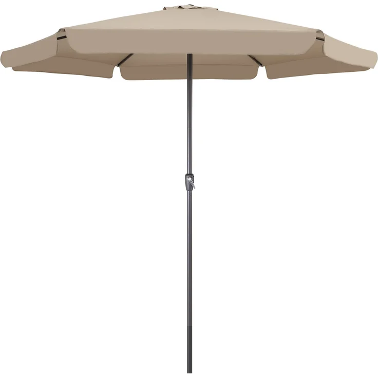 Kingsleeve Sonnenschirm mit Kurbel, UV Schutz 30+, Alu Mast / Polyester taupe, Ø 330 cm
