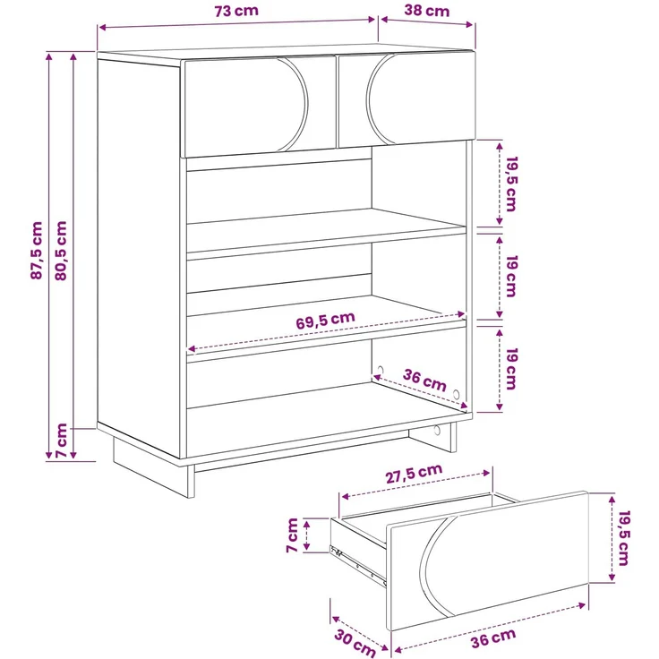 vidaXL Schuhschrank 73 x 38 x 87,5 cm Holzwerkstoff Sonoma-Eiche 8011659 – Bild 9