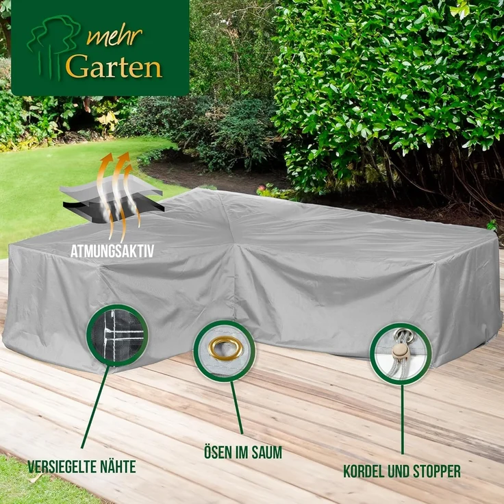 mehr Garten Gartenmöbel-Schutzhülle Protect, Premium PROTECT Eck-Lounge-Abdeckung asymmetrisch Ottomane links, 237( – Bild 4