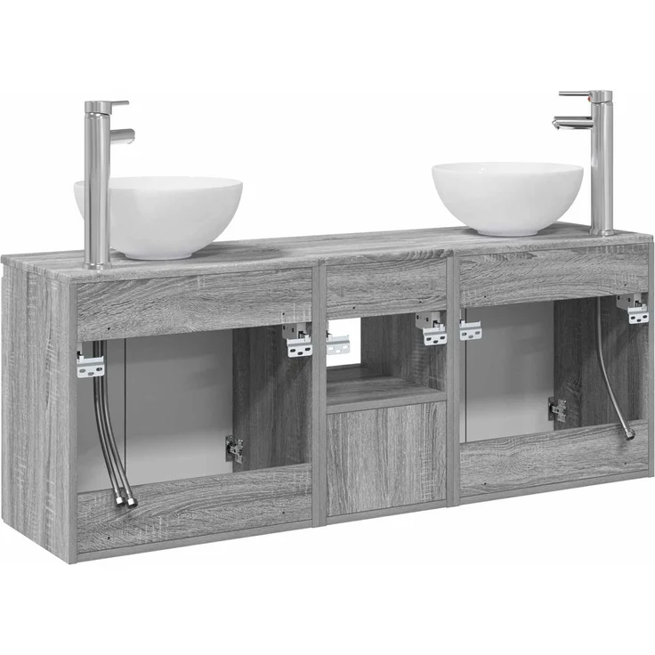 vidaXL Wandhängendes Badezimmerschrank-Set 3 stk. Grau Sonoma 3405633 – Bild 8