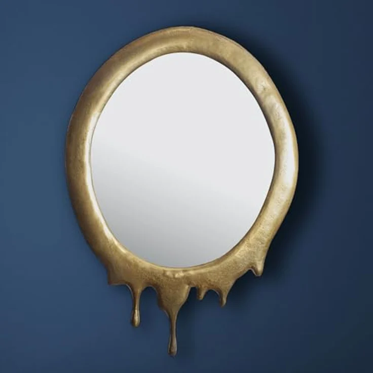 MID.YOU Wandspiegel, oval, Glas, Gold, 50x71x3 cm, senkrecht montierbar – Bild 2