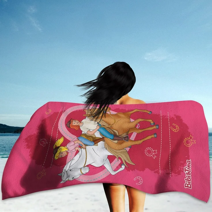 BERONAGE Strandtuch Bibi und Tina Badetuch Herz 75x150 cm, 100% Baumwolle (1-St), Frottee in Velours-Qualität – Bild 4