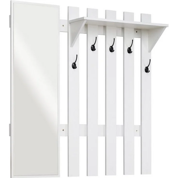 Mondeer Garderobenpaneel Garderobe mit Spiegel, Wandhalter mit 5 Häkchen, 100 x 106 x 22 cm – Bild 4