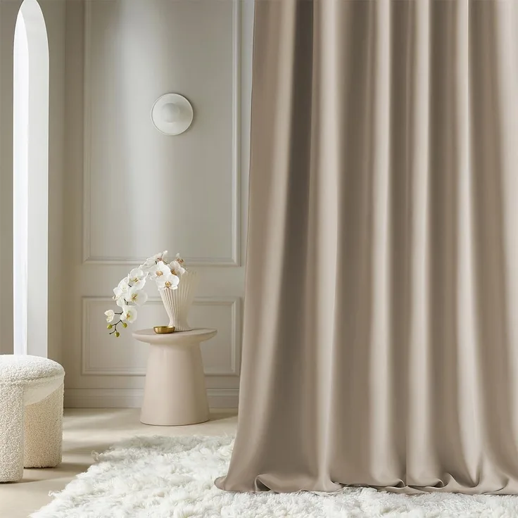 ROOM99 Vorhang mit Silberen Ösen Aura 140x240 cm Breite x Höhe Schiebegardinen Modern Curtain Wohnzimmer Schlafzimmer Beige, 1 Stück