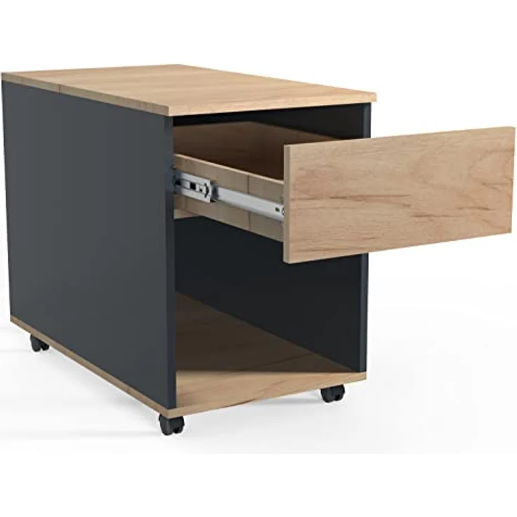 MID.YOU Rollcontainer Anthrazit, Honigeiche, 1 Schublade, erweiterbar, 39x55x45 cm, griffloses Öffnen – Bild 7