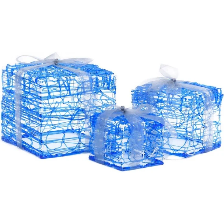 vidaXL LED-Geschenkboxen 3 Stk. Weihnachtsdekoration Kaltweiß 328791 – Bild 3