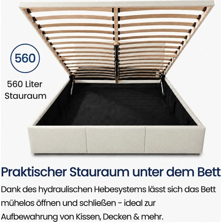 Home Collective Polsterbett Bett Doppelbett Bettgestell mit Lattenrost & Stauraum, mehrere Größen (Größen: 120x200 140x200 160x200 180x200, samtweicher Veloursstoff, in Europa hergestellt), Bettkasten flexibler Lattenrost mit Härtegradeinstellung Grau – Bild 4