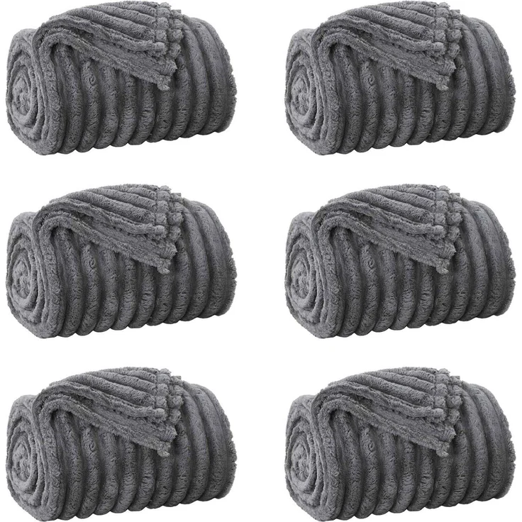 vidaXL Wohndecken 6 Stk. Dunkelgrau 150 x 130 cm 2.85 Fleece 42016873 – Bild 2