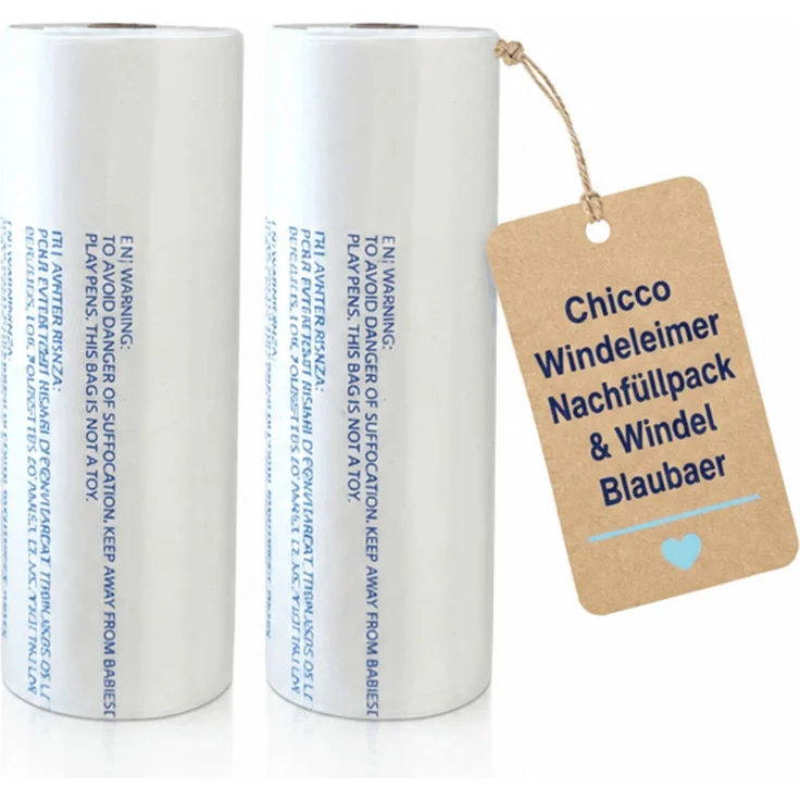 Chicco Windeleimer Nachfüllpack & Windel Blaubaer | geruchsdichte & auslaufsichere Beutel | Für saubere und geruchsfreie Wickelbereiche | Nachfüllkassette, Nachfüllfolie für Windeleimer – Bild 2