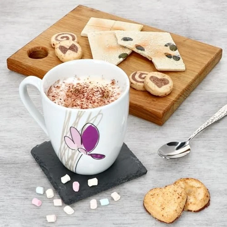 MamboCat Becher 6er Set Viola Kaffeebecher 350ml Porzellan-Tassen 6 Personen Blumen, Porzellan – Bild 3