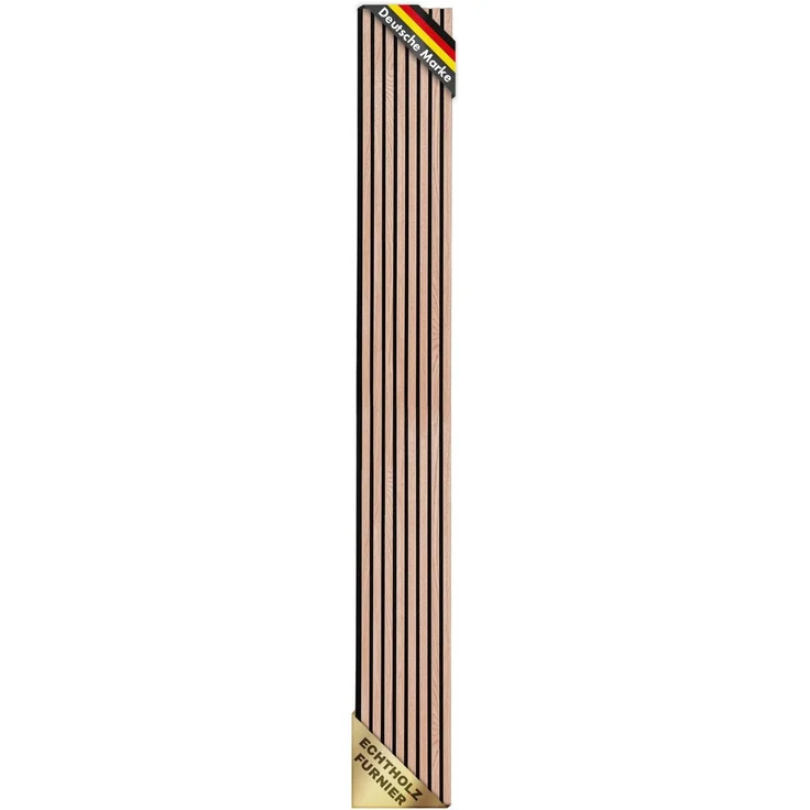 KARAT Akustikpaneele - Wandpaneele mit Echtholzfurnier für eine angenehme Raumakustik - Lamellenwand Holz und Filz - Wandverkleidung als Schallschutz, Schalldämmung (Red Oak, 275 x 27 cm)