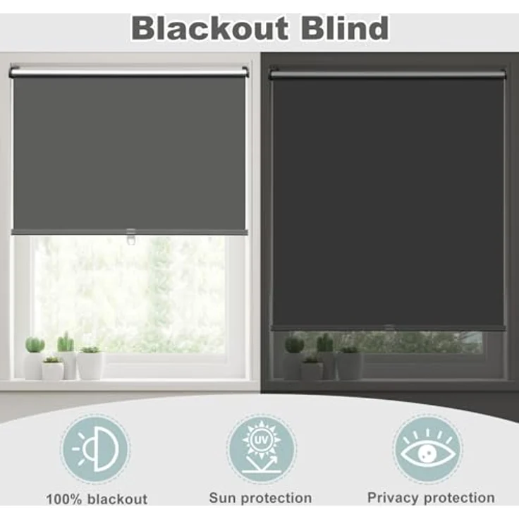 WOLTU Verdunkelungsrollo ohne Bohren, Klemmfix Thermorollo innen, Sicht- & Sonnenschutz Rollo, Schnurlos, Klemmrollo für Fenster & Türen, 95x150 cm, Anthrazit – Bild 4