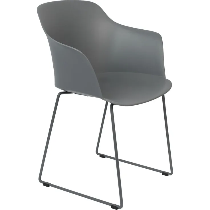 Sessel Tango im 2er-Set, Grau mit Stahlgestell für das Wohnzimmer 58x54x81,5 cm